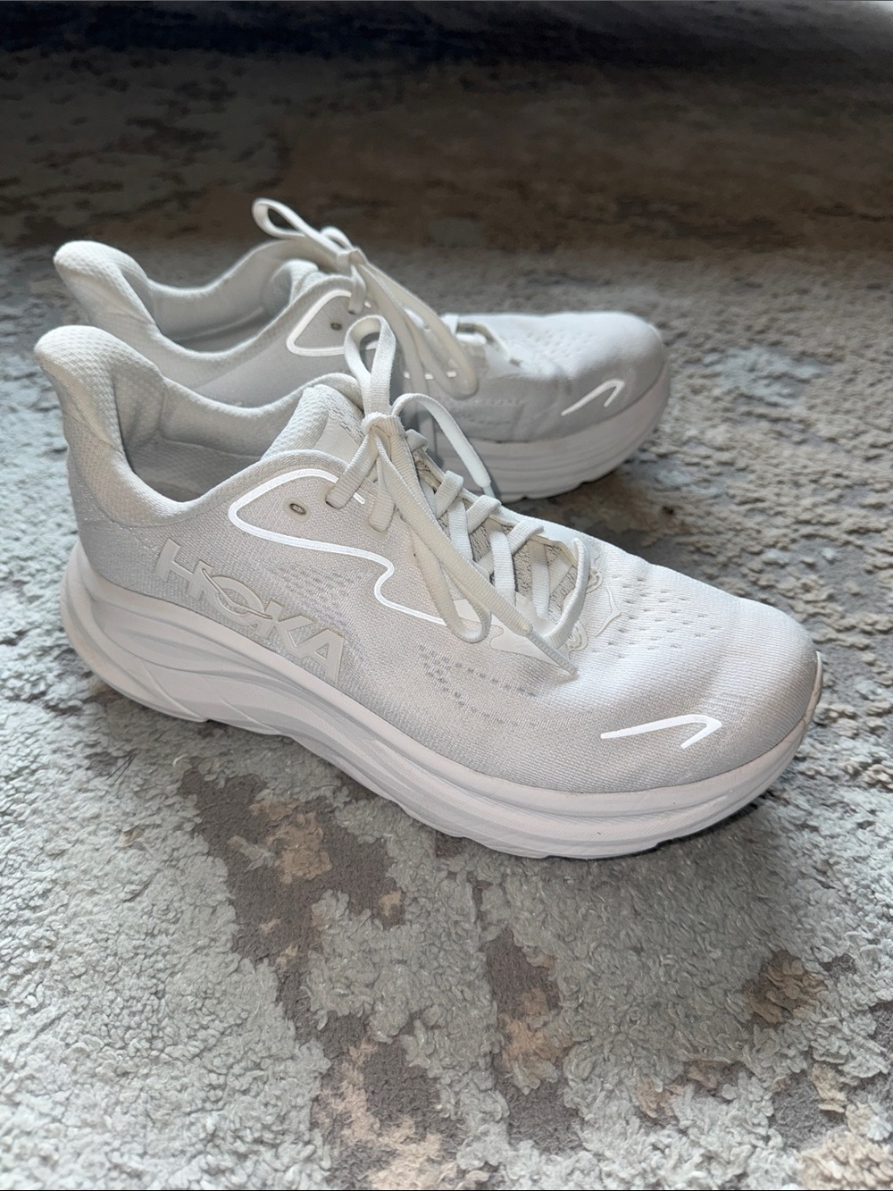 Hoka Women's White Athletic Running Shoes Clifton 10